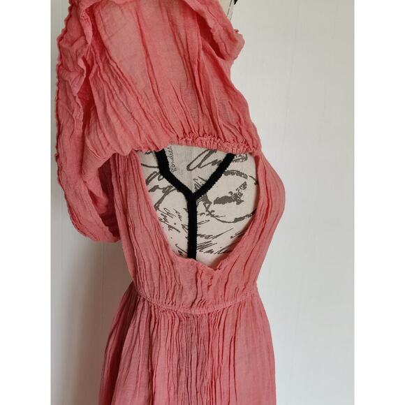 Mexican Peasant Off Shoulder Midi Dress Pastel Colors Beach One Size (Fits S-XL) - Picture 6 of 8